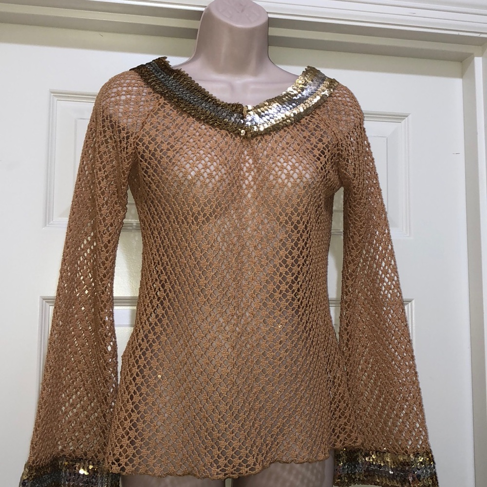 NWOT Forever Young Sequined Crochet Top Size L